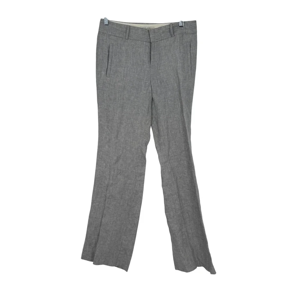 Banana Republic The Martin Fit Gray 100% Linen Wide Leg Dress Pants Womens 6